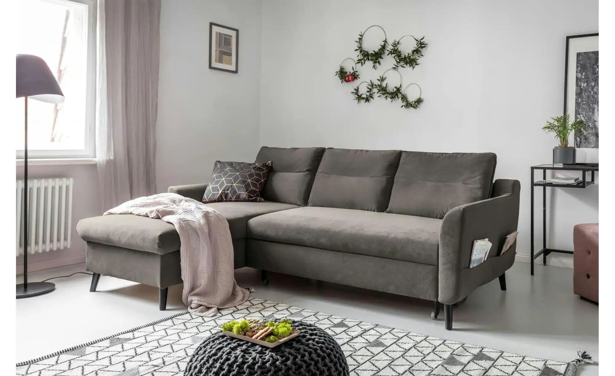 Thumbnail - Miuform Ecksofa mit Schlaffunktion Stylish Stan ¦ grau ¦ Maße (cm): B: 224 H: 90 Polstermöbel > Sofas > Ecksofas - Höffn...