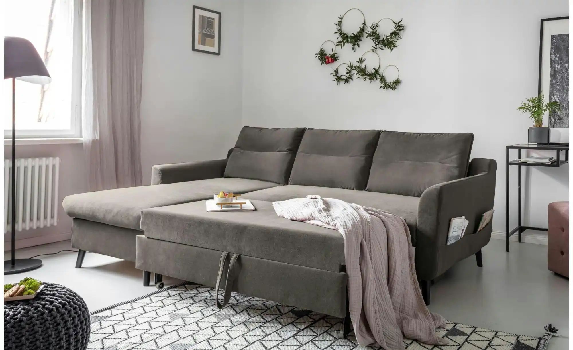 Thumbnail - Miuform Ecksofa mit Schlaffunktion Stylish Stan ¦ grau ¦ Maße (cm): B: 224 H: 90 Polstermöbel > Sofas > Ecksofas - Höffn...