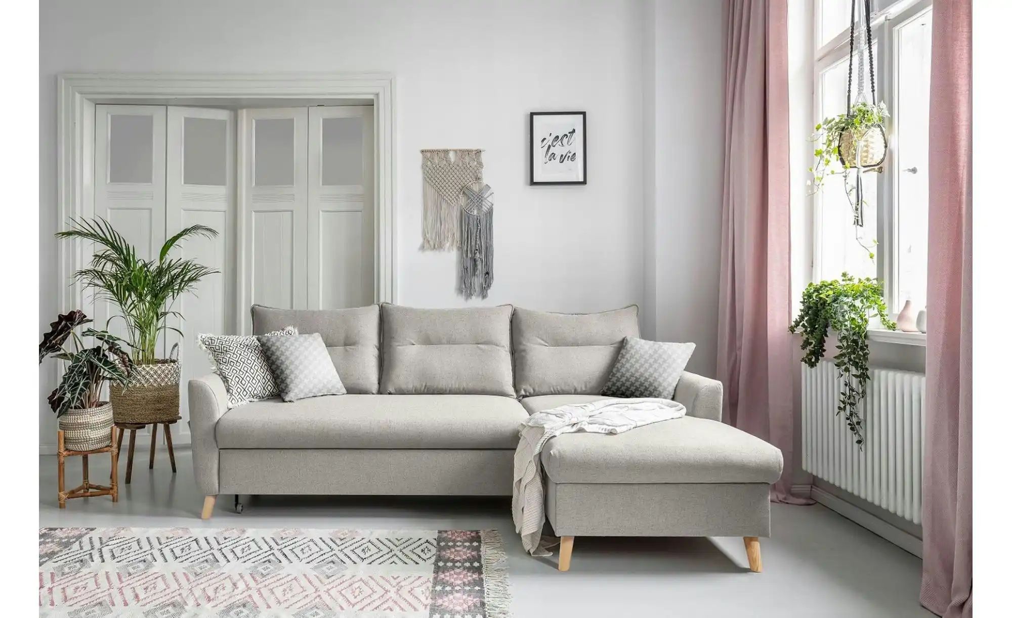 Miuform Ecksofa mit Schlaffunktion   ¦ beige ¦ Maße (cm): B: 224 H: 90 Pols günstig online kaufen