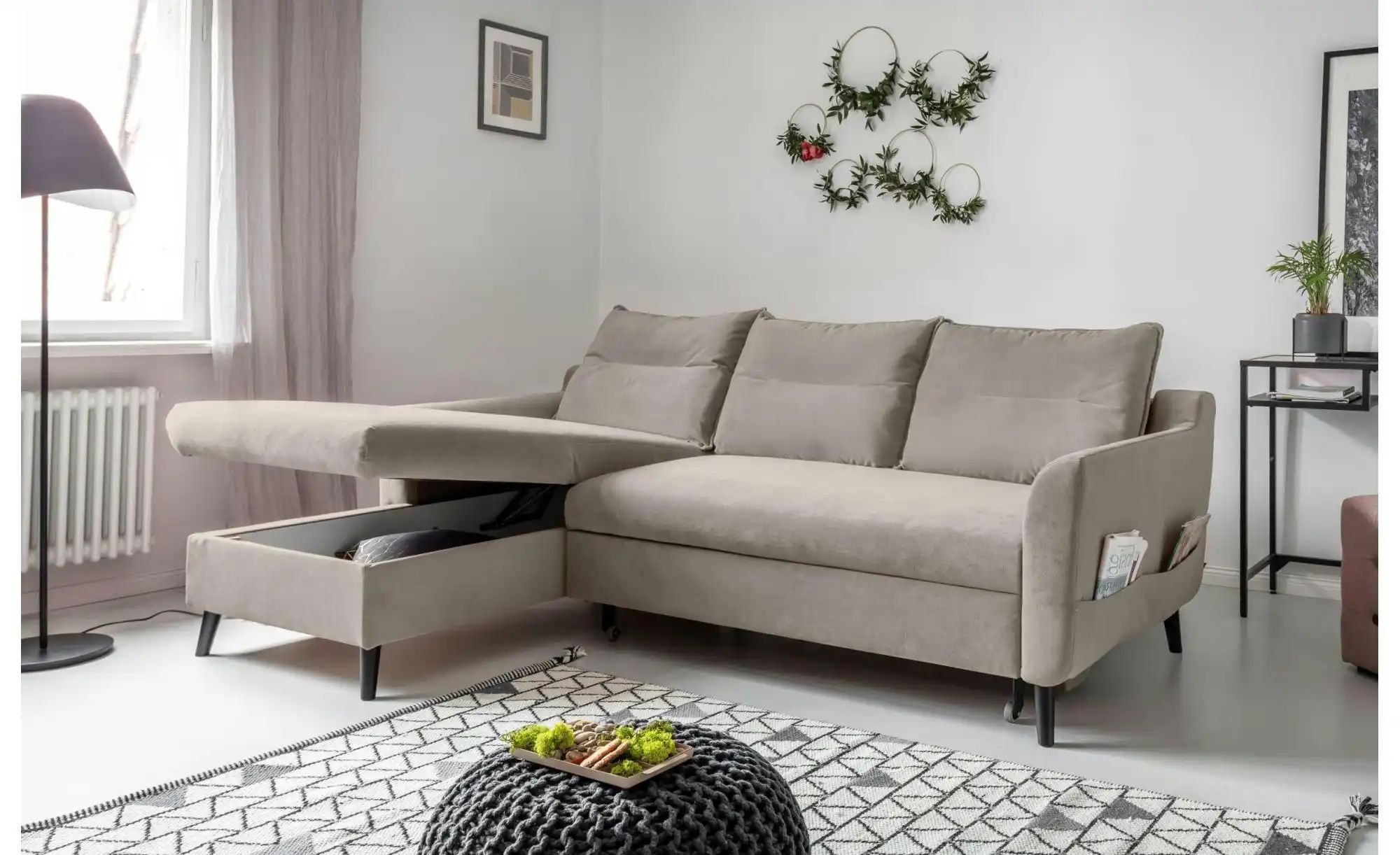 Thumbnail - Miuform Ecksofa mit Schlaffunktion Stylish Stan ¦ beige ¦ Maße (cm): B: 224 H: 90 Polstermöbel > Sofas > Ecksofas - Höff...
