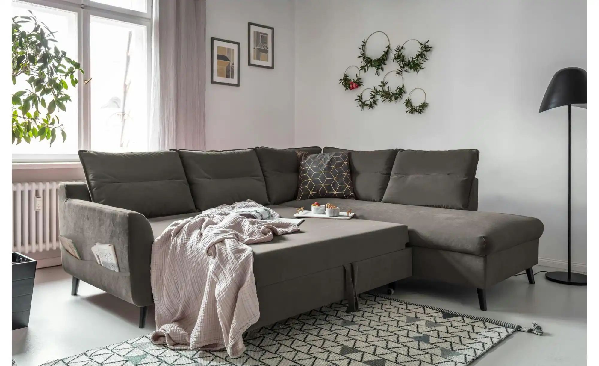 Thumbnail - Miuform Ecksofa mit Schlaffunktion Stylish Stan ¦ grau ¦ Maße (cm): B: 228 H: 90 Polstermöbel > Sofas > Ecksofas - Höffn...