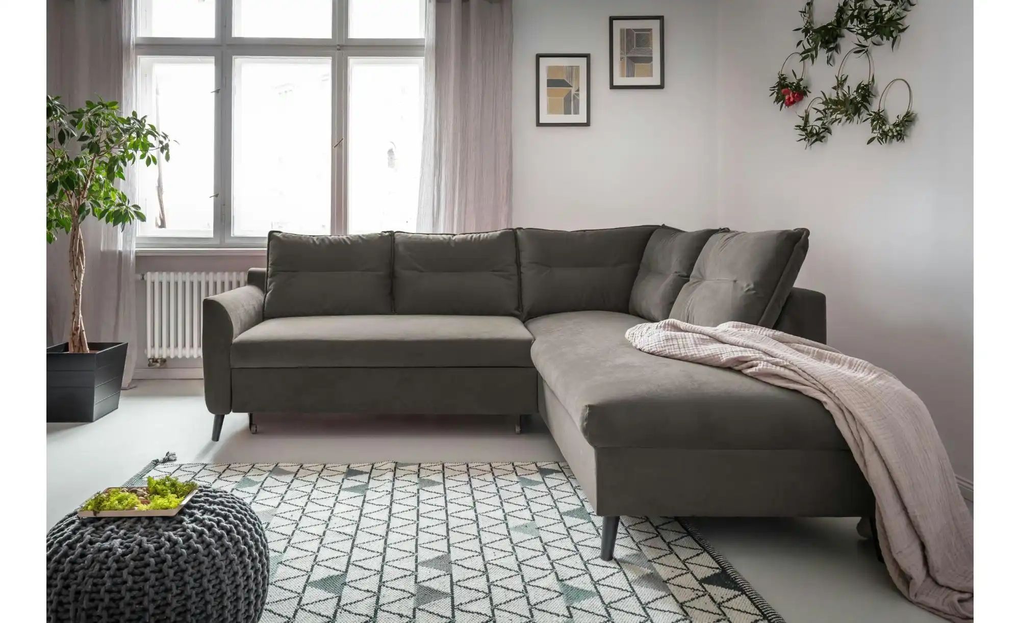 Thumbnail - Miuform Ecksofa mit Schlaffunktion Stylish Stan ¦ grau ¦ Maße (cm): B: 228 H: 90 Polstermöbel > Sofas > Ecksofas - Höffn...
