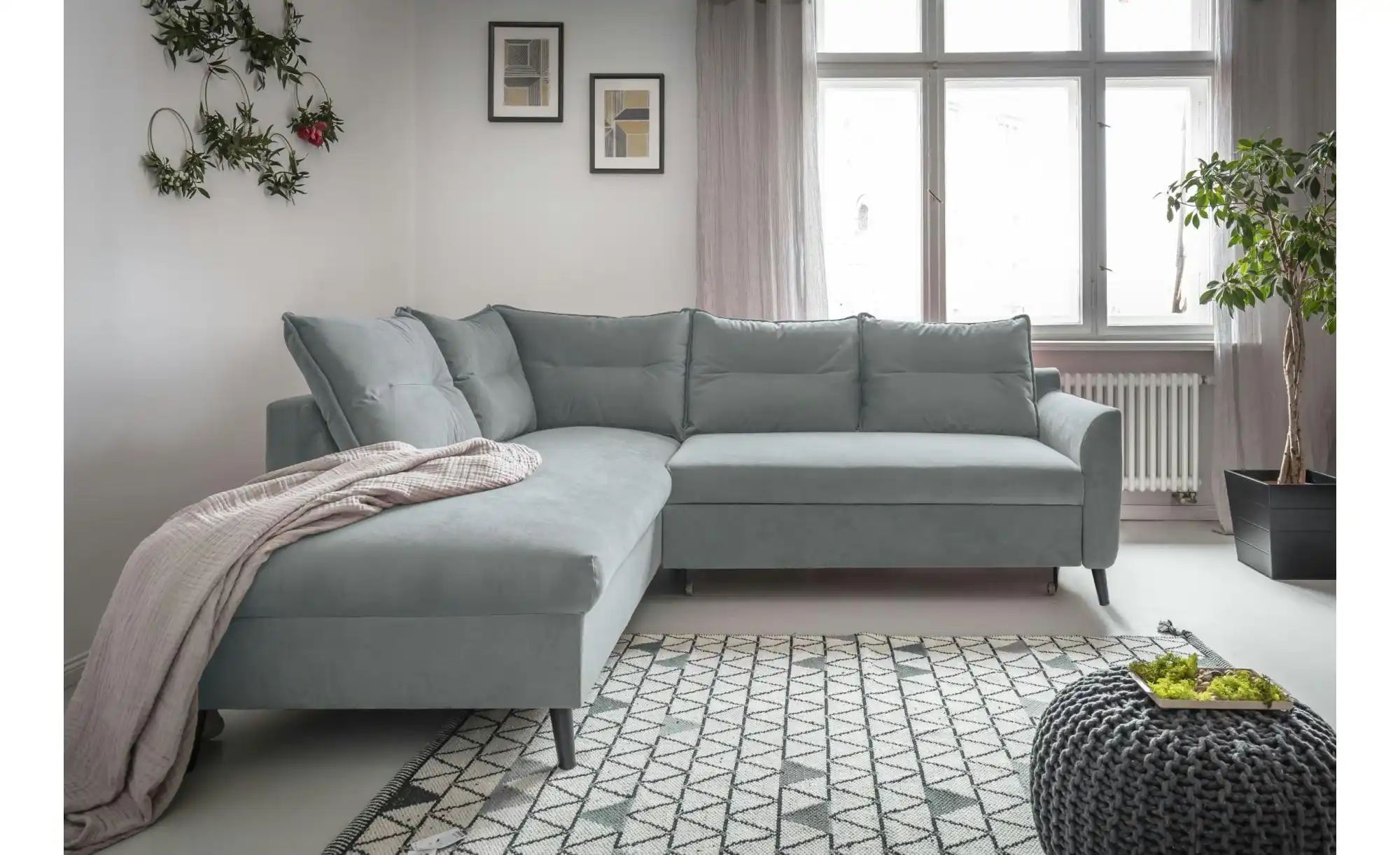 Miuform Ecksofa mit Schlaffunktion Stylish Stan ¦ blau ¦ Maße (cm): B: 228 günstig online kaufen