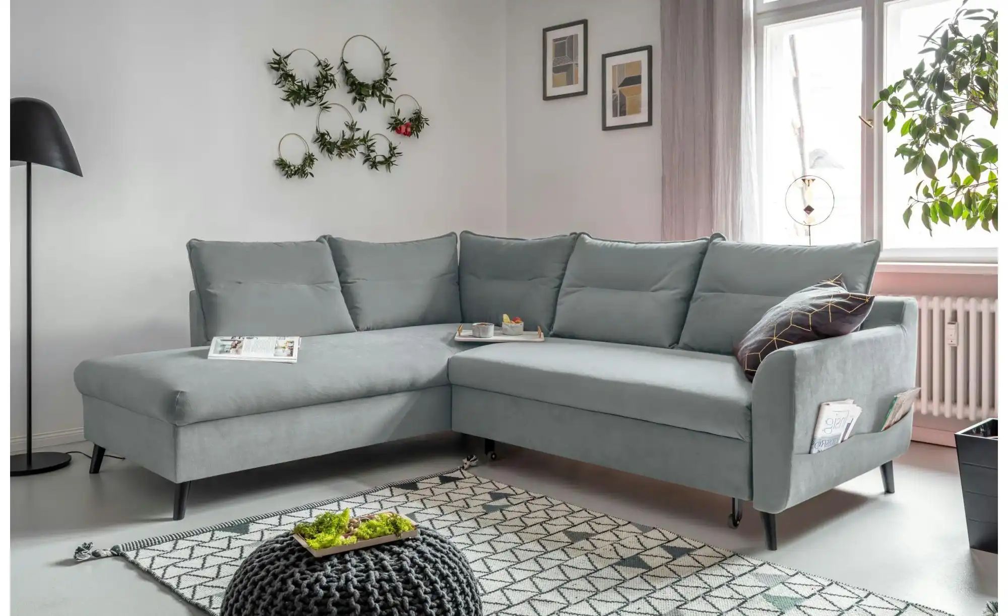 Thumbnail - Miuform Ecksofa mit Schlaffunktion Stylish Stan ¦ blau ¦ Maße (cm): B: 228 H: 90 Polstermöbel > Sofas > Ecksofas - Höffn...