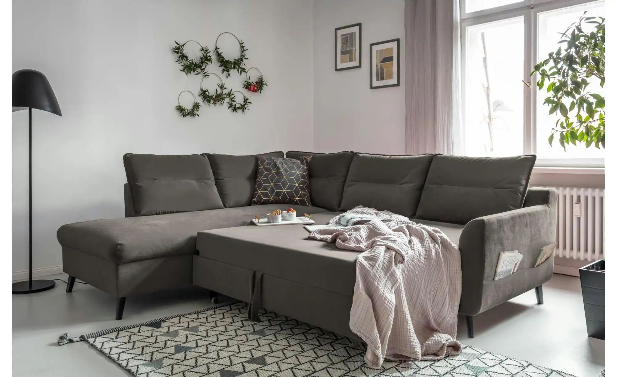Thumbnail - Miuform Ecksofa mit Schlaffunktion Stylish Stan ¦ grau ¦ Maße (cm): B: 228 H: 90 Polstermöbel > Sofas > Ecksofas - Höffn...