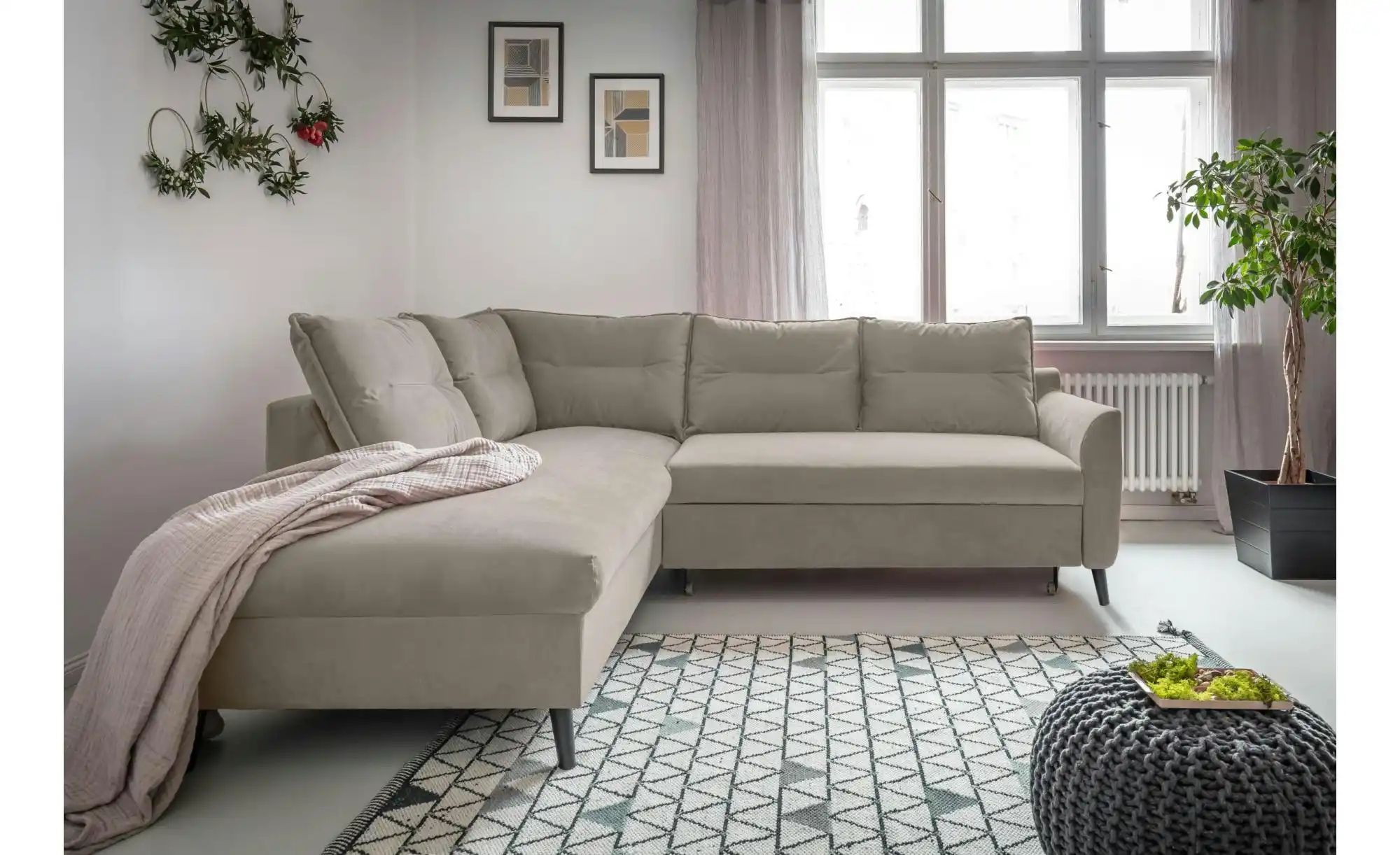 Miuform Ecksofa mit Schlaffunktion   ¦ beige ¦ Maße (cm): B: 228 H: 90 Pols günstig online kaufen
