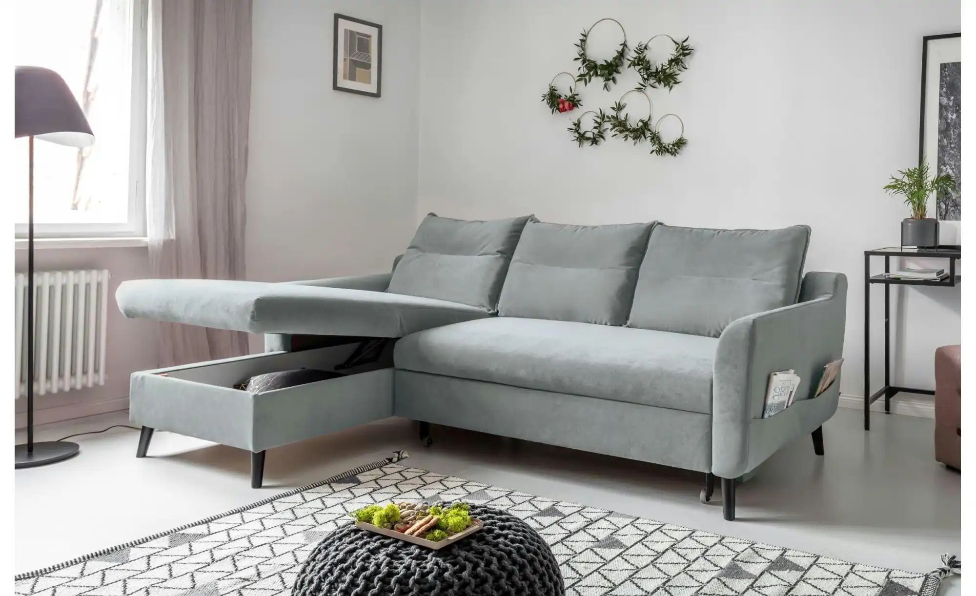 Miuform Ecksofa mit Schlaffunktion   ¦ blau ¦ Maße (cm): B: 224 H: 90 Polst günstig online kaufen