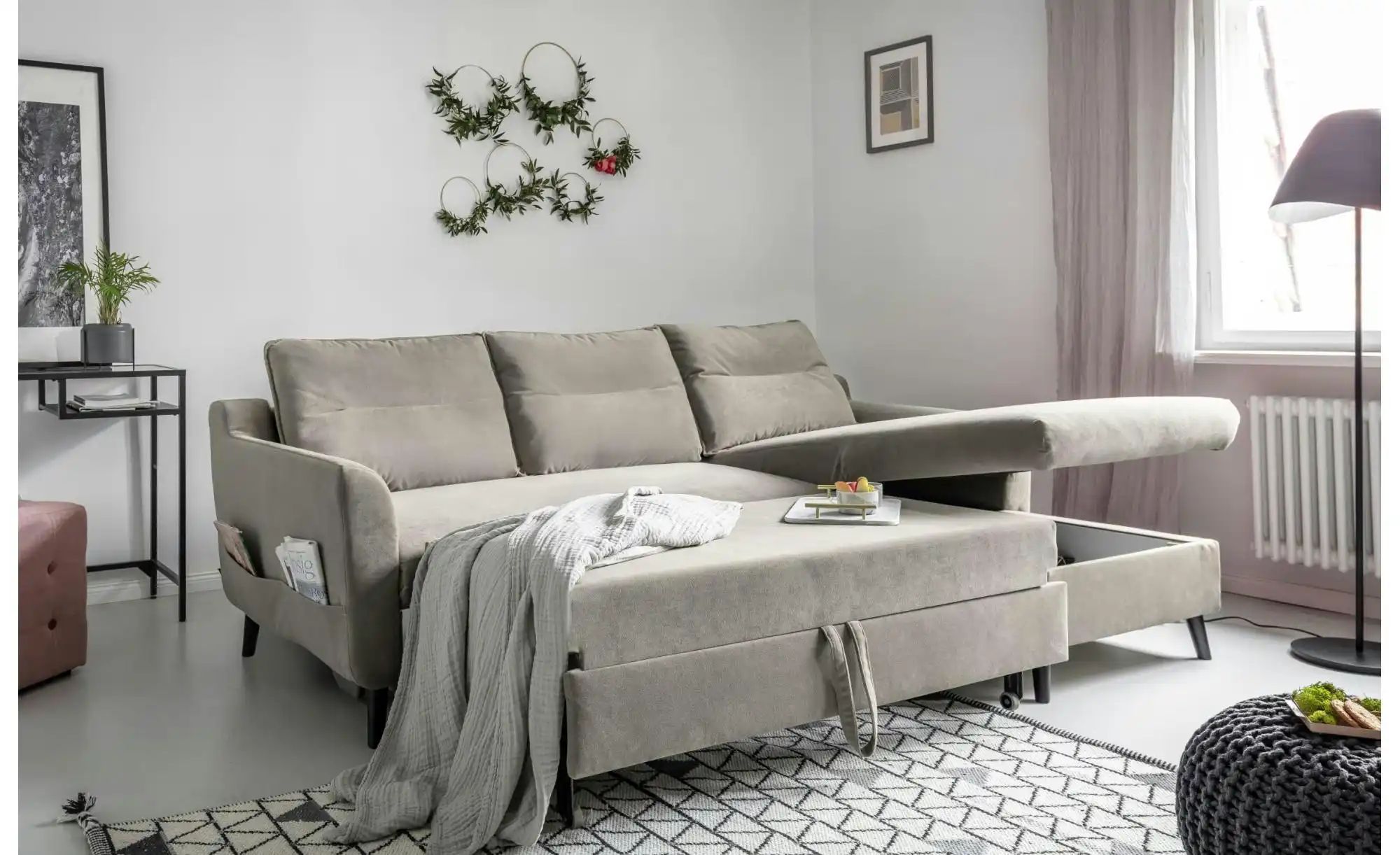 Miuform Ecksofa mit Schlaffunktion Stylish Stan ¦ beige ¦ Maße (cm): B: 224 günstig online kaufen