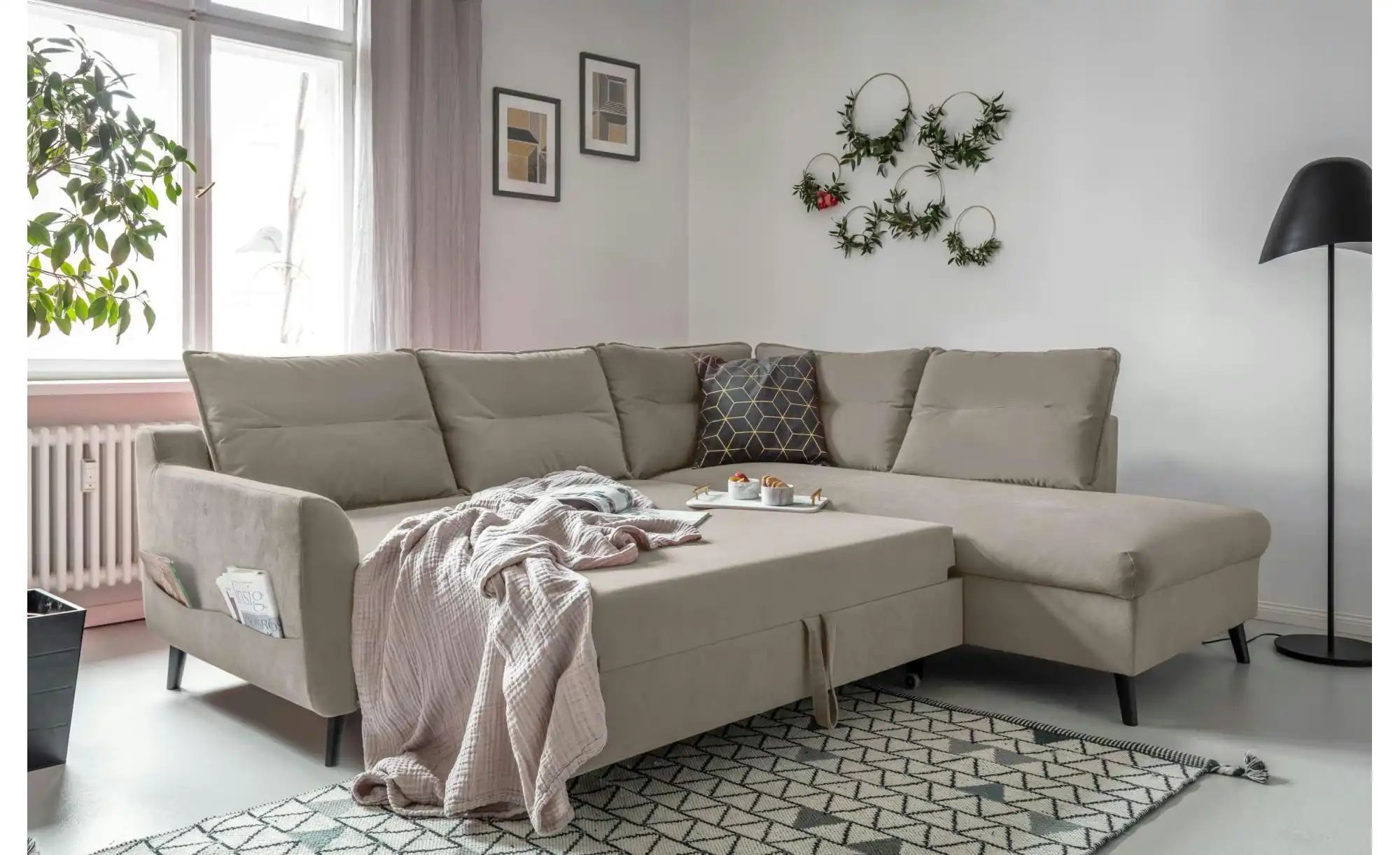 Thumbnail - Miuform Ecksofa mit Schlaffunktion Stylish Stan ¦ beige ¦ Maße (cm): B: 228 H: 90 Polstermöbel > Sofas > Ecksofas - Höff...