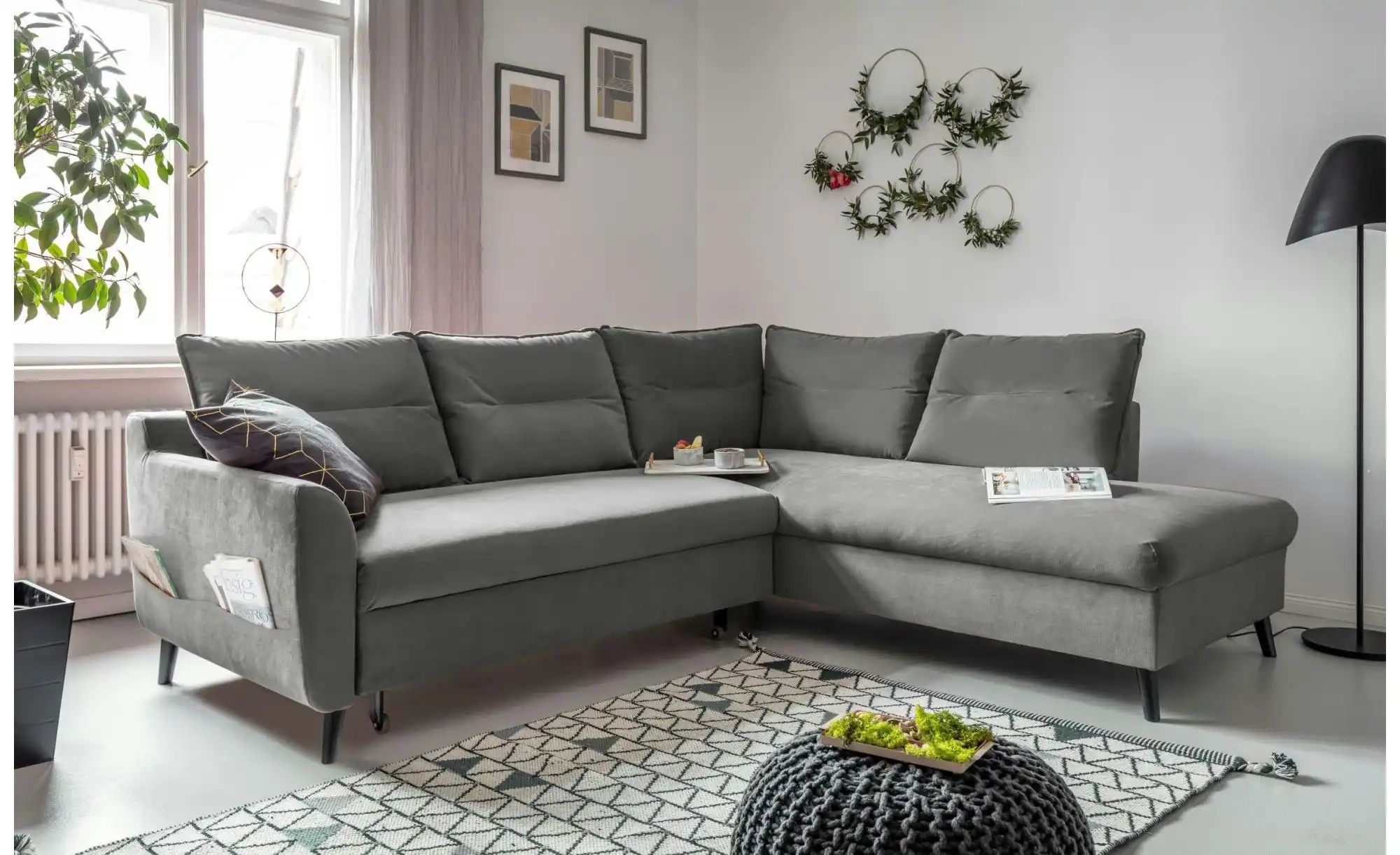 Thumbnail - Miuform Ecksofa mit Schlaffunktion Stylish Stan ¦ grau ¦ Maße (cm): B: 228 H: 90 Polstermöbel > Sofas > Ecksofas - Höffn...