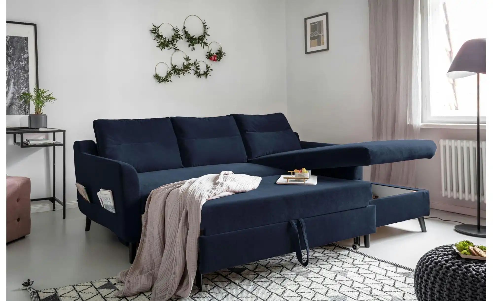 Thumbnail - Miuform Ecksofa mit Schlaffunktion Stylish Stan ¦ blau ¦ Maße (cm): B: 224 H: 90 Polstermöbel > Sofas > Ecksofas - Höffn...