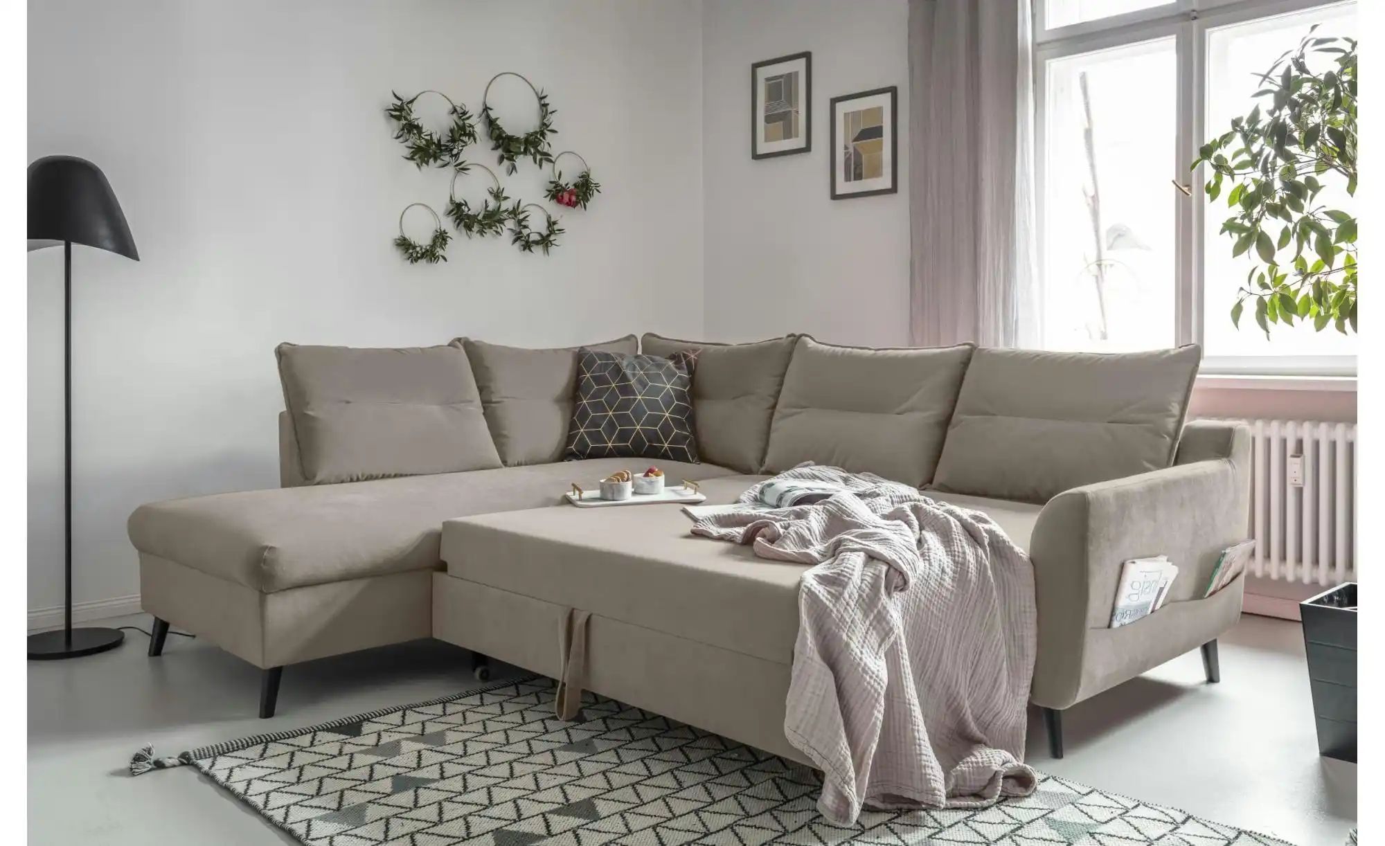 Thumbnail - Miuform Ecksofa mit Schlaffunktion Stylish Stan ¦ beige ¦ Maße (cm): B: 228 H: 90 Polstermöbel > Sofas > Ecksofas - Höff...