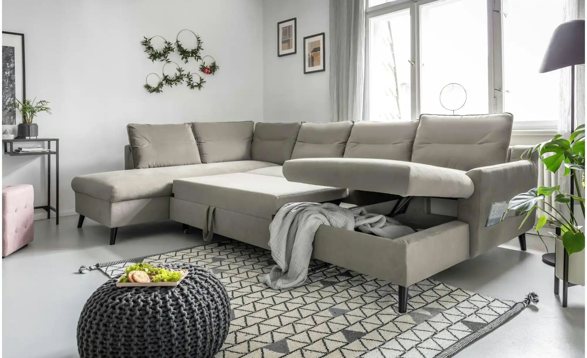 Thumbnail - Miuform Wohnlandschaft mit Schlaffunktion Stylish Stan ¦ beige ¦ Maße (cm): B: 300 H: 90 Polstermöbel > Sofas > Schlafso...
