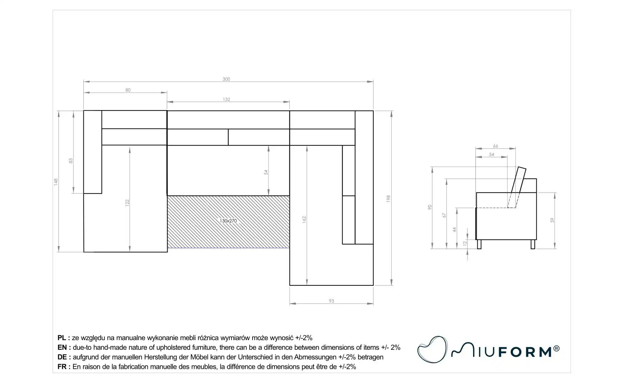 Miuform Wohnlandschaften mit Funktion   ¦ beige ¦ Maße (cm): B: 300 H: 90 P günstig online kaufen