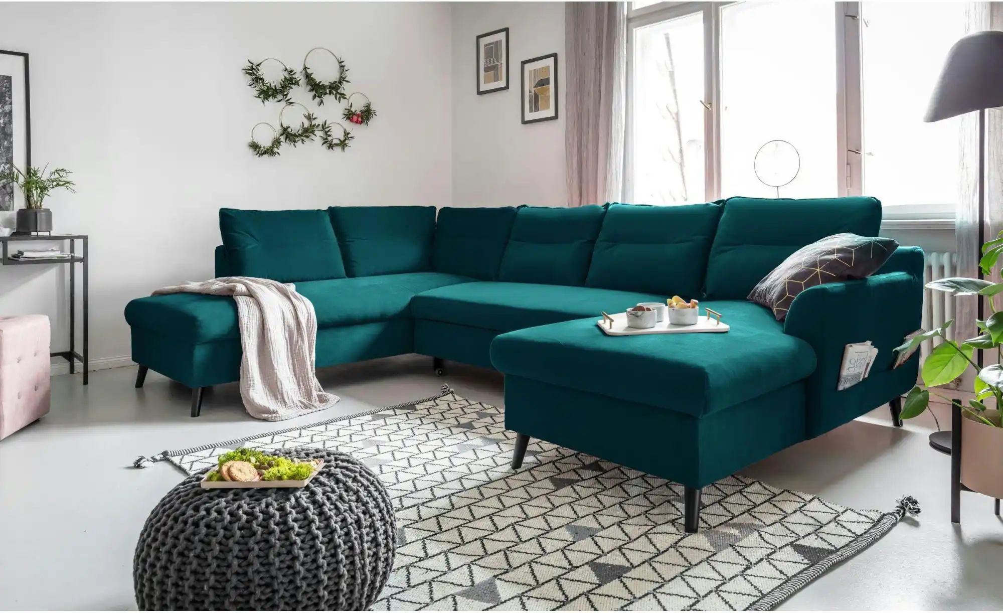 Thumbnail - Miuform Wohnlandschaft mit Schlaffunktion Stylish Stan ¦ türkis/petrol ¦ Maße (cm): B: 300 H: 90 Polstermöbel > Sofas > ...