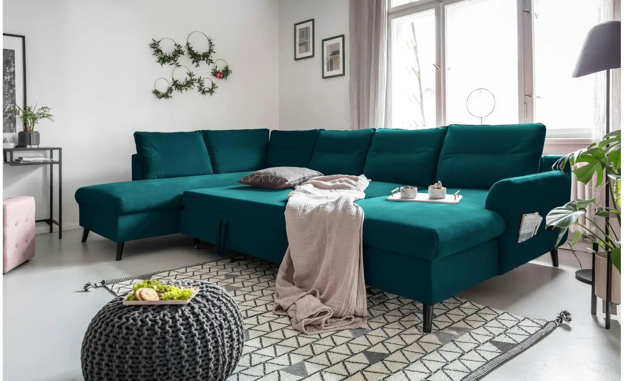 Thumbnail - Miuform Wohnlandschaft mit Schlaffunktion Stylish Stan ¦ türkis/petrol ¦ Maße (cm): B: 300 H: 90 Polstermöbel > Sofas > ...