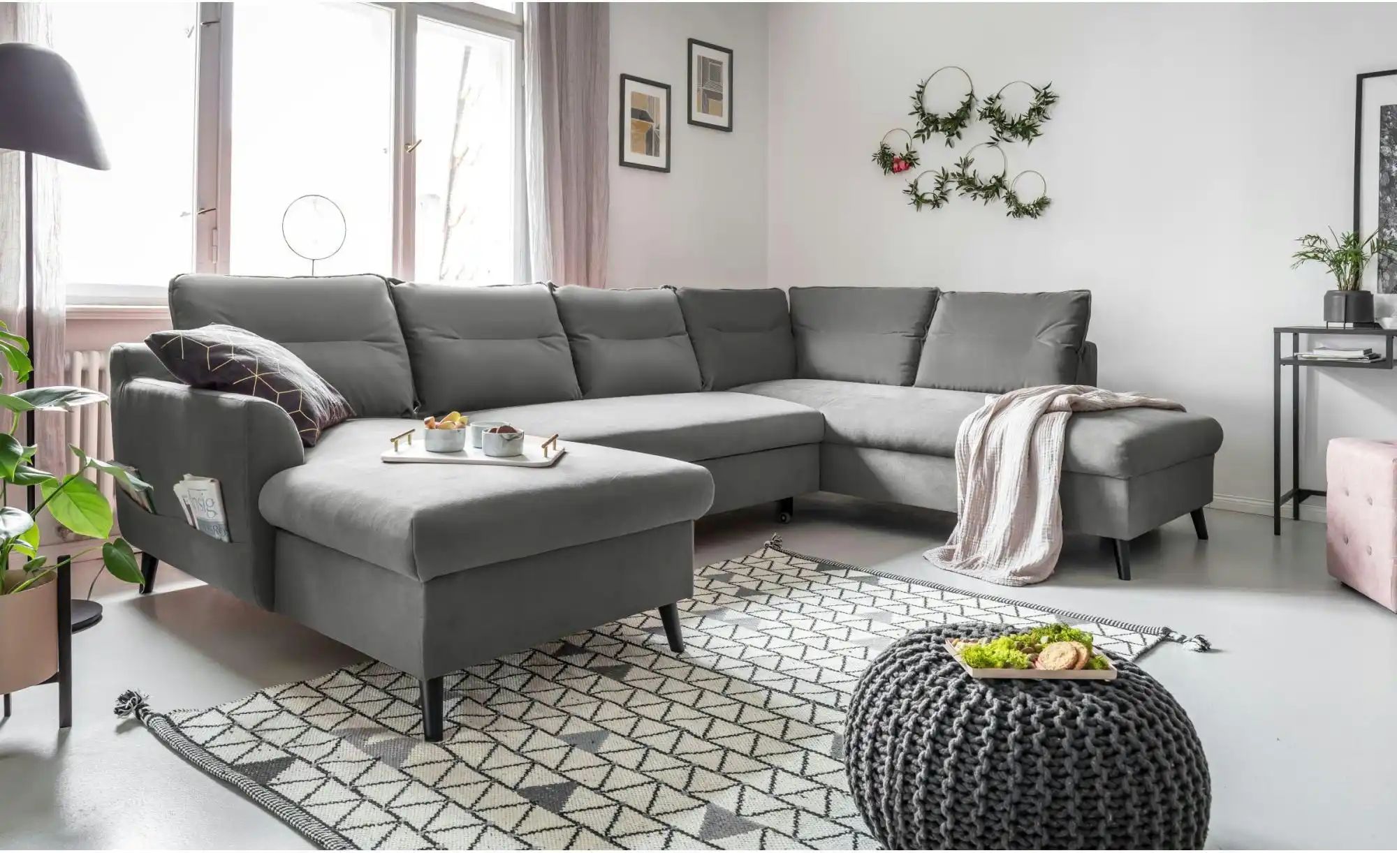 Thumbnail - Miuform Wohnlandschaft mit Schlaffunktion Stylish Stan ¦ grau ¦ Maße (cm): B: 300 H: 90 Polstermöbel > Sofas > Wohnlands...