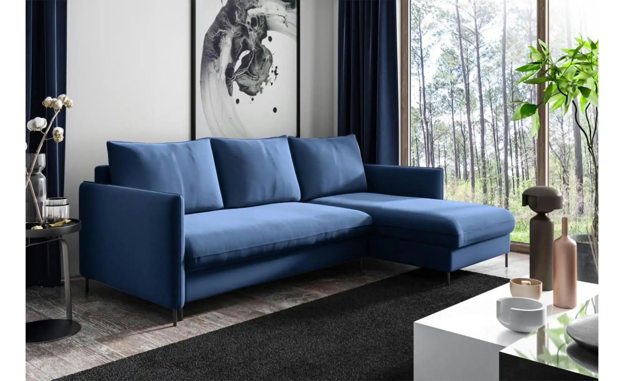 Ecksofa   ¦ blau ¦ Maße (cm): B: 216 H: 95 Polstermöbel > Sofas > Ecksofas günstig online kaufen