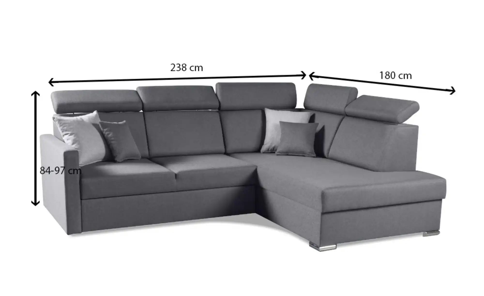 Ecksofa mit Schlaffunktion Mils ¦ grau ¦ Maße (cm): B: 238 H: 97 Polstermöb günstig online kaufen