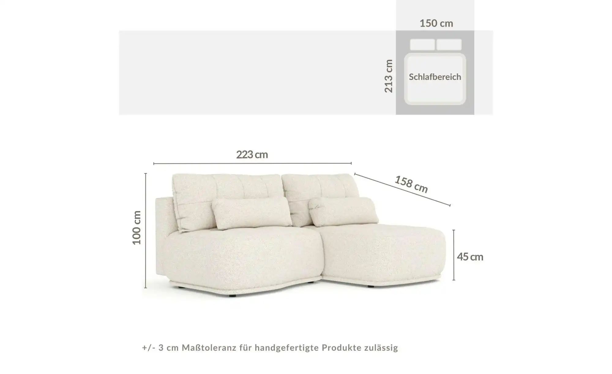 Thumbnail - Ecksofa  Batu ¦ creme ¦ Maße (cm): B: 223 H: 100 Polstermöbel > Sofas > 3-Sitzer - Höffner