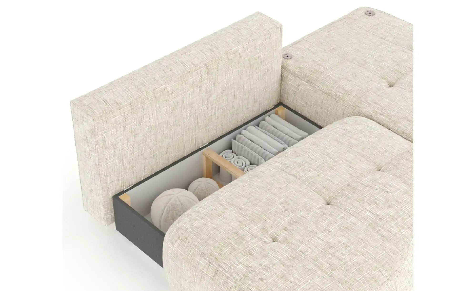 Ecksofa  Batu ¦ creme ¦ Maße (cm): B: 223 H: 100 Polstermöbel > Sofas > Eck günstig online kaufen