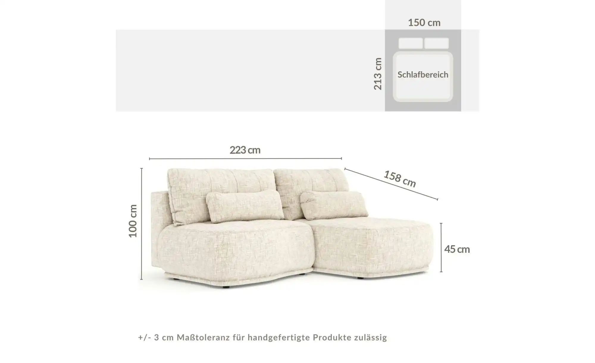 Thumbnail - Ecksofa Batu ¦ creme ¦ Maße (cm): B: 223 H: 100 Polstermöbel > Sofas > Ecksofas - Höffner