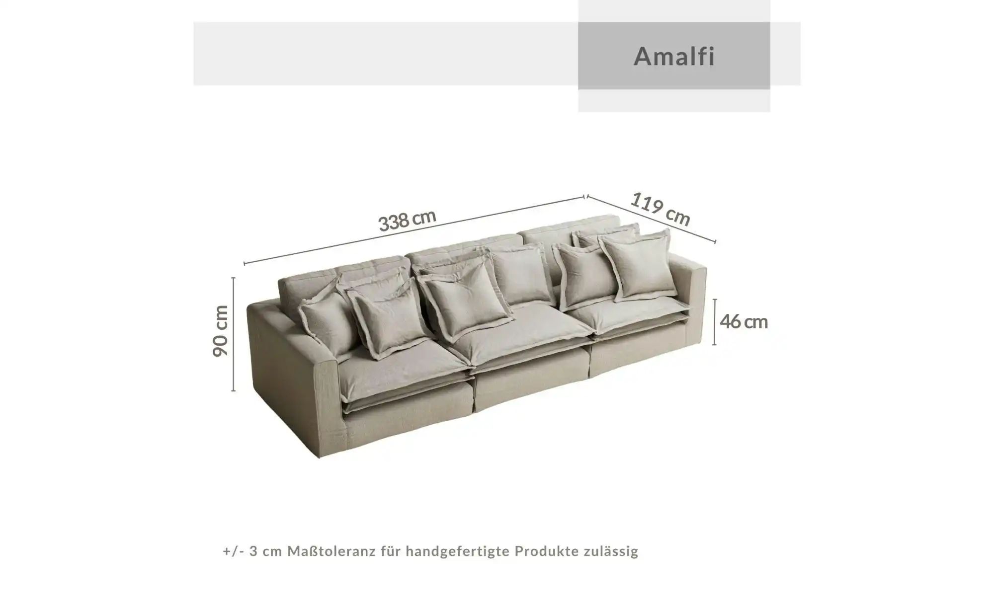 Einzelsofa  Amalfi ¦ braun ¦ Maße (cm): B: 338 H: 90 Polstermöbel > Sofas > günstig online kaufen