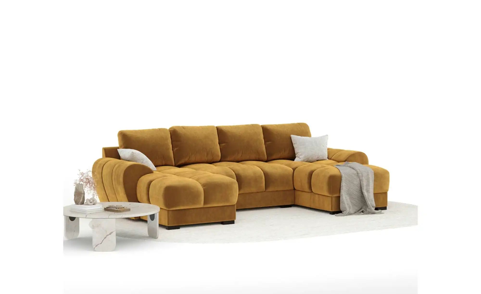 Wohnlandschaft  Peebles ¦ gold ¦ Maße (cm): B: 330 H: 90 Polstermöbel > Sof günstig online kaufen