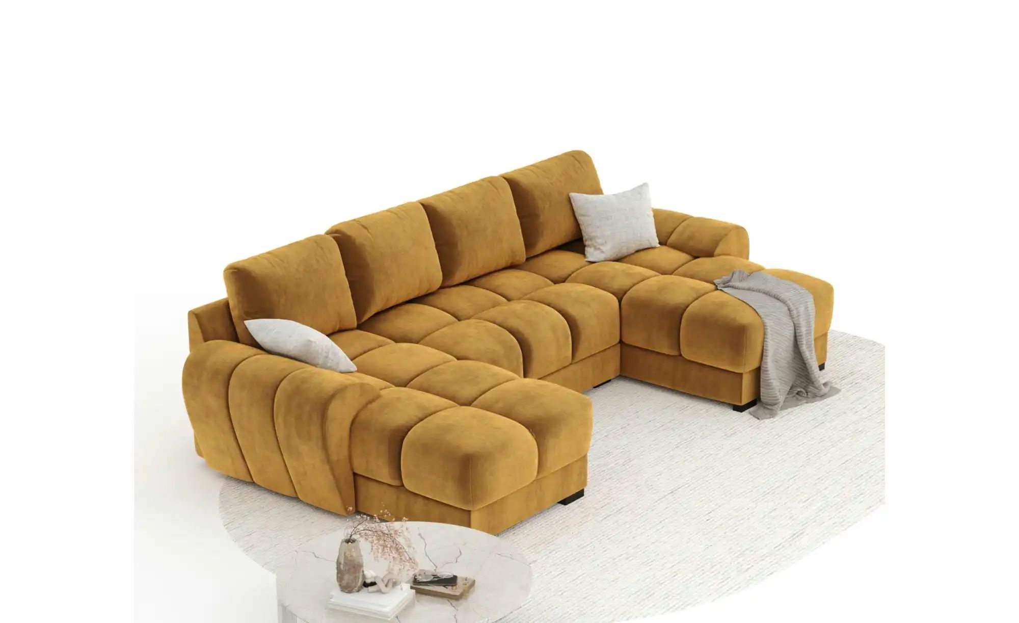 Thumbnail - Wohnlandschaft  Peebles ¦ gold ¦ Maße (cm): B: 330 H: 90 Polstermöbel > Sofas > Schlafsofas - Höffner