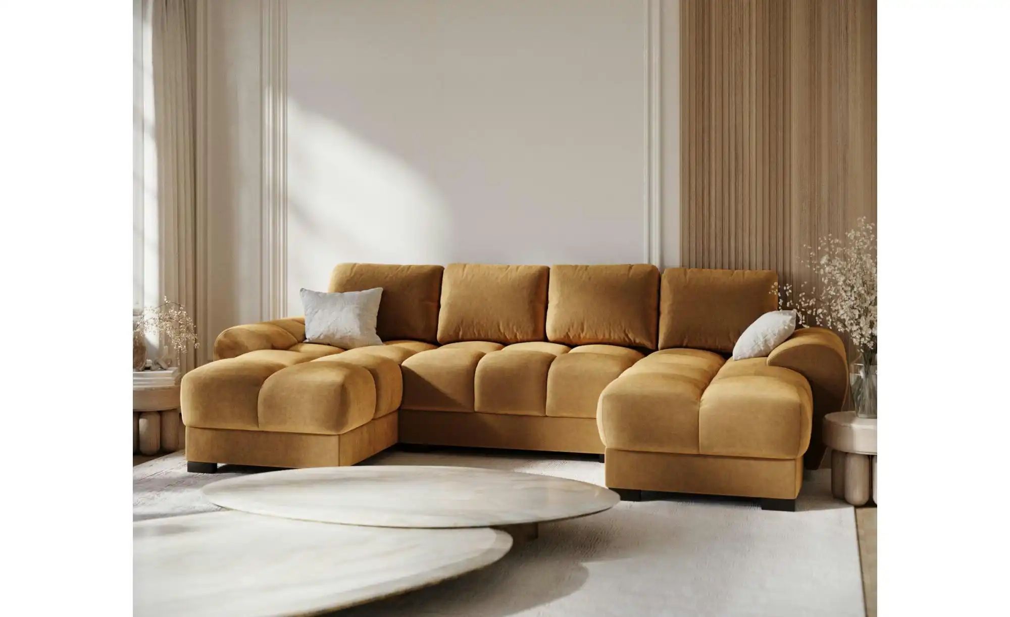 Thumbnail - Wohnlandschaft  Peebles ¦ gold ¦ Maße (cm): B: 330 H: 90 Polstermöbel > Sofas > Schlafsofas - Höffner