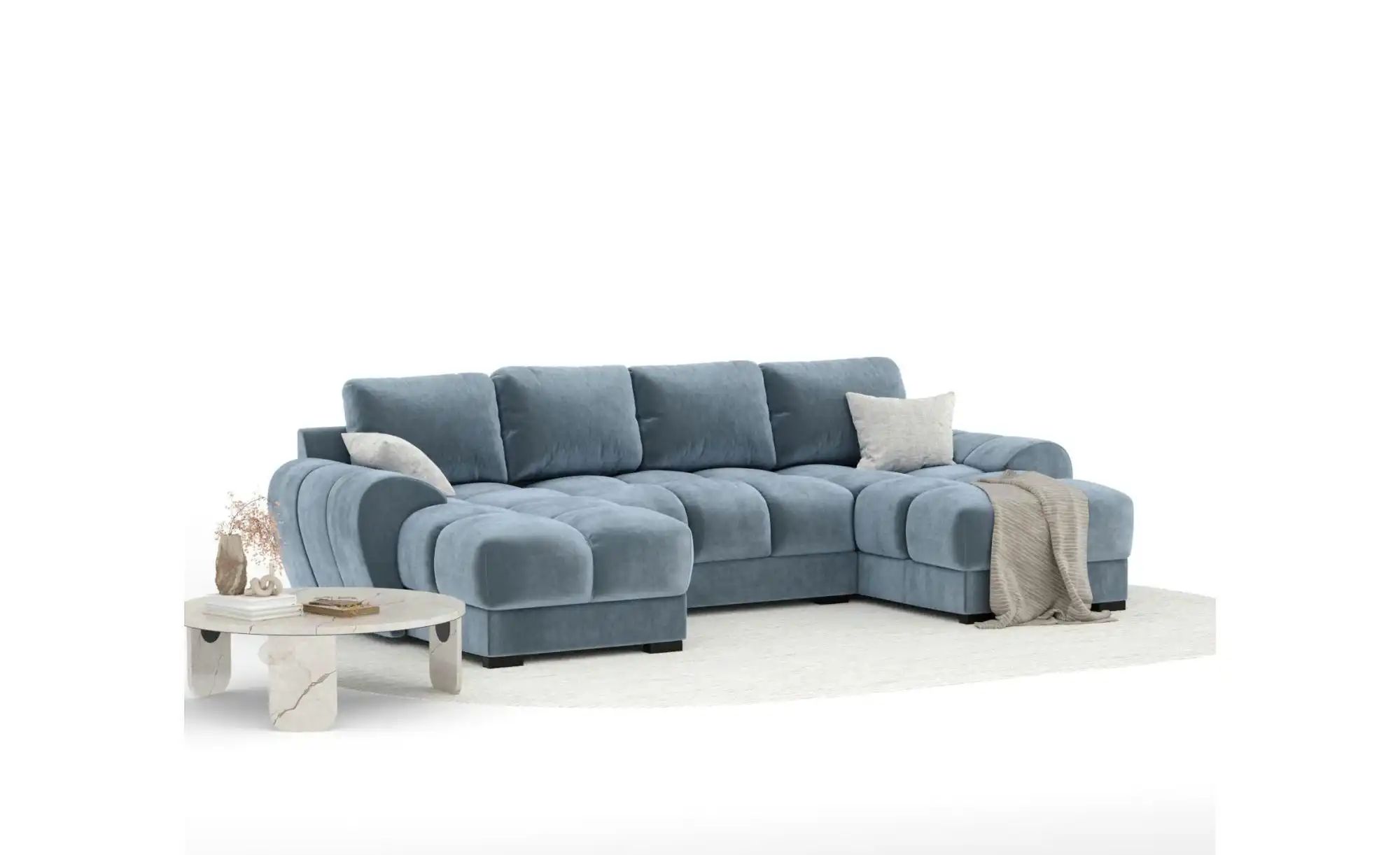 Wohnlandschaft  Peebles ¦ blau ¦ Maße (cm): B: 330 H: 90 Polstermöbel > Sof günstig online kaufen