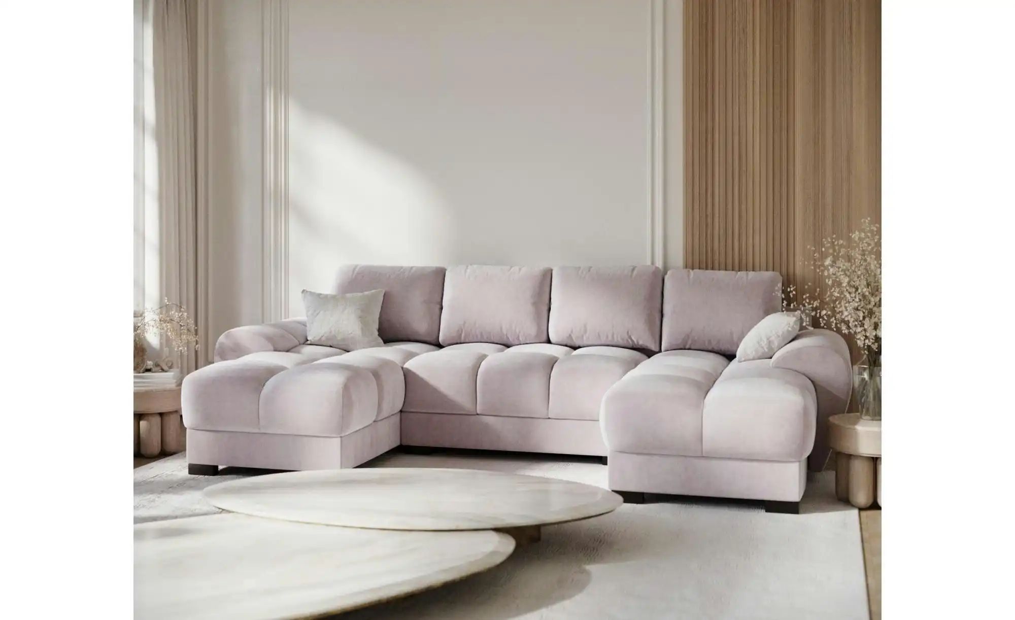 Thumbnail - Wohnlandschaft Peebles ¦ lila/violett ¦ Maße (cm): B: 330 H: 90 Polstermöbel > Sofas > Schlafsofas - Höffner