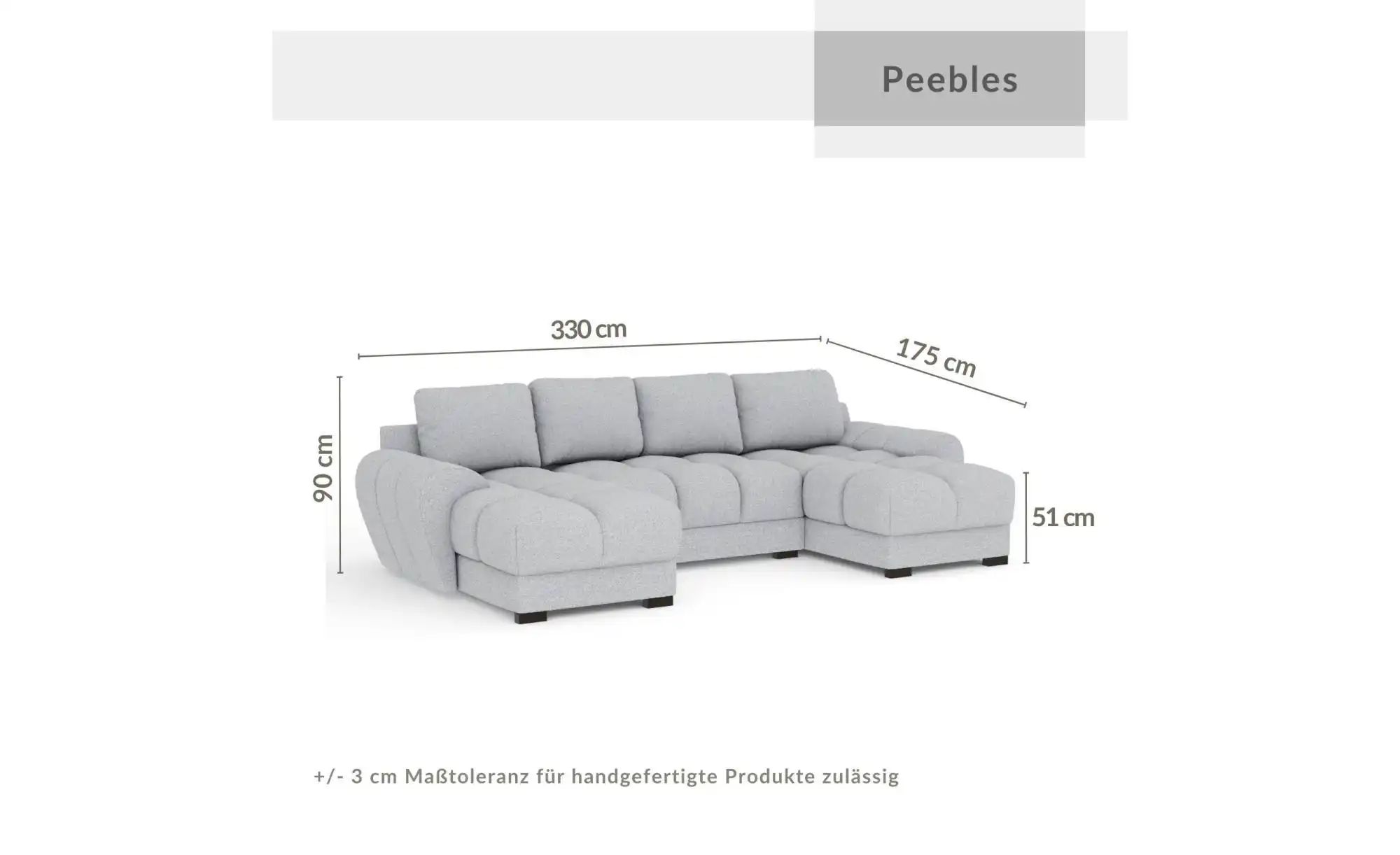 Thumbnail - Wohnlandschaft  Peebles ¦ rosa/pink ¦ Maße (cm): B: 330 H: 90 Polstermöbel > Sofas > Wohnlandschaften - Höffner