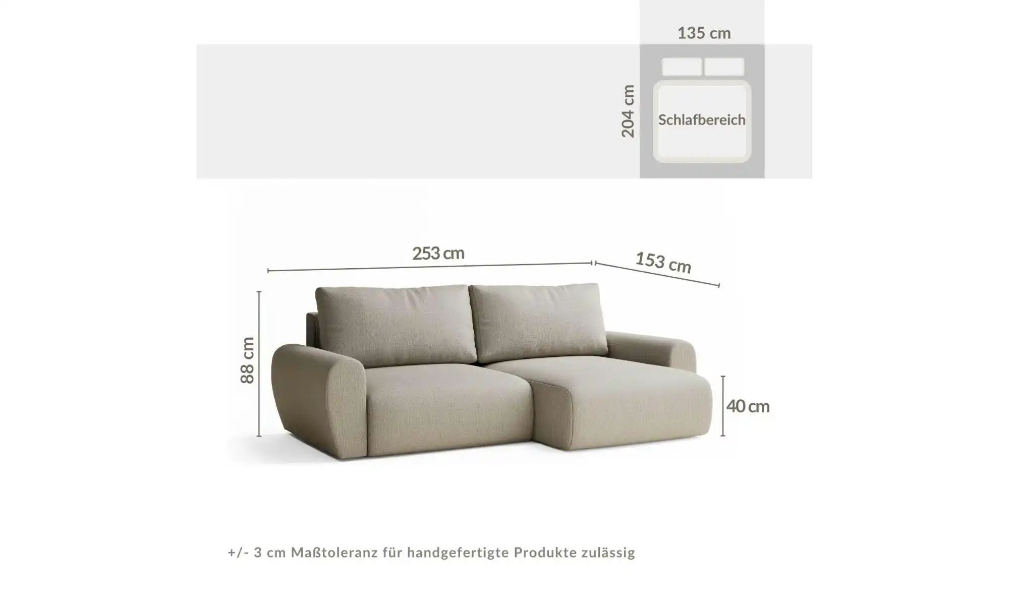 Ecksofa  Numba ¦ beige ¦ Maße (cm): B: 253 H: 88 Polstermöbel > Sofas > 3-S günstig online kaufen