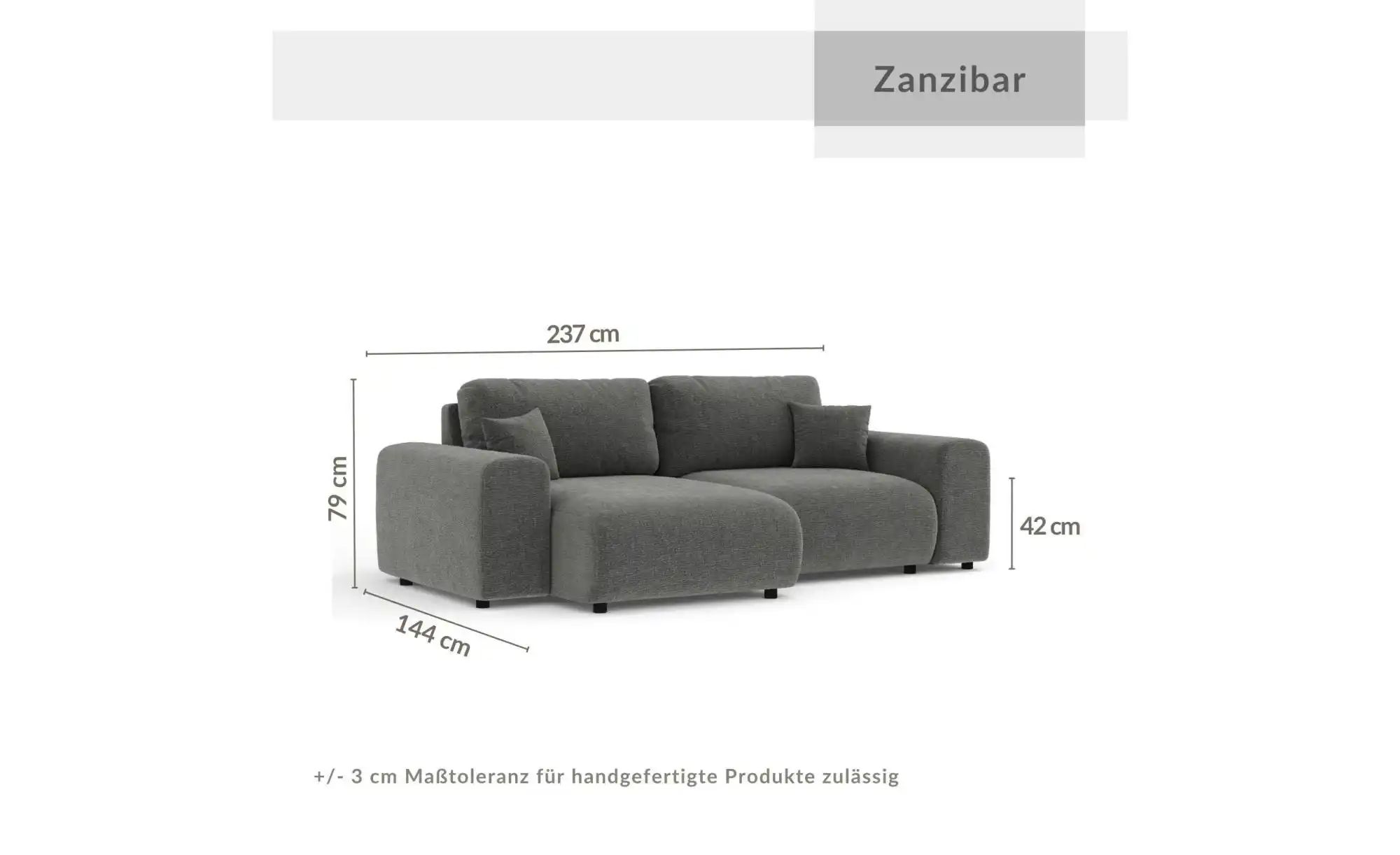 Thumbnail - Ecksofa  Zanzibar ¦ grau ¦ Maße (cm): B: 237 H: 79 Polstermöbel > Sofas > Ecksofas - Höffner