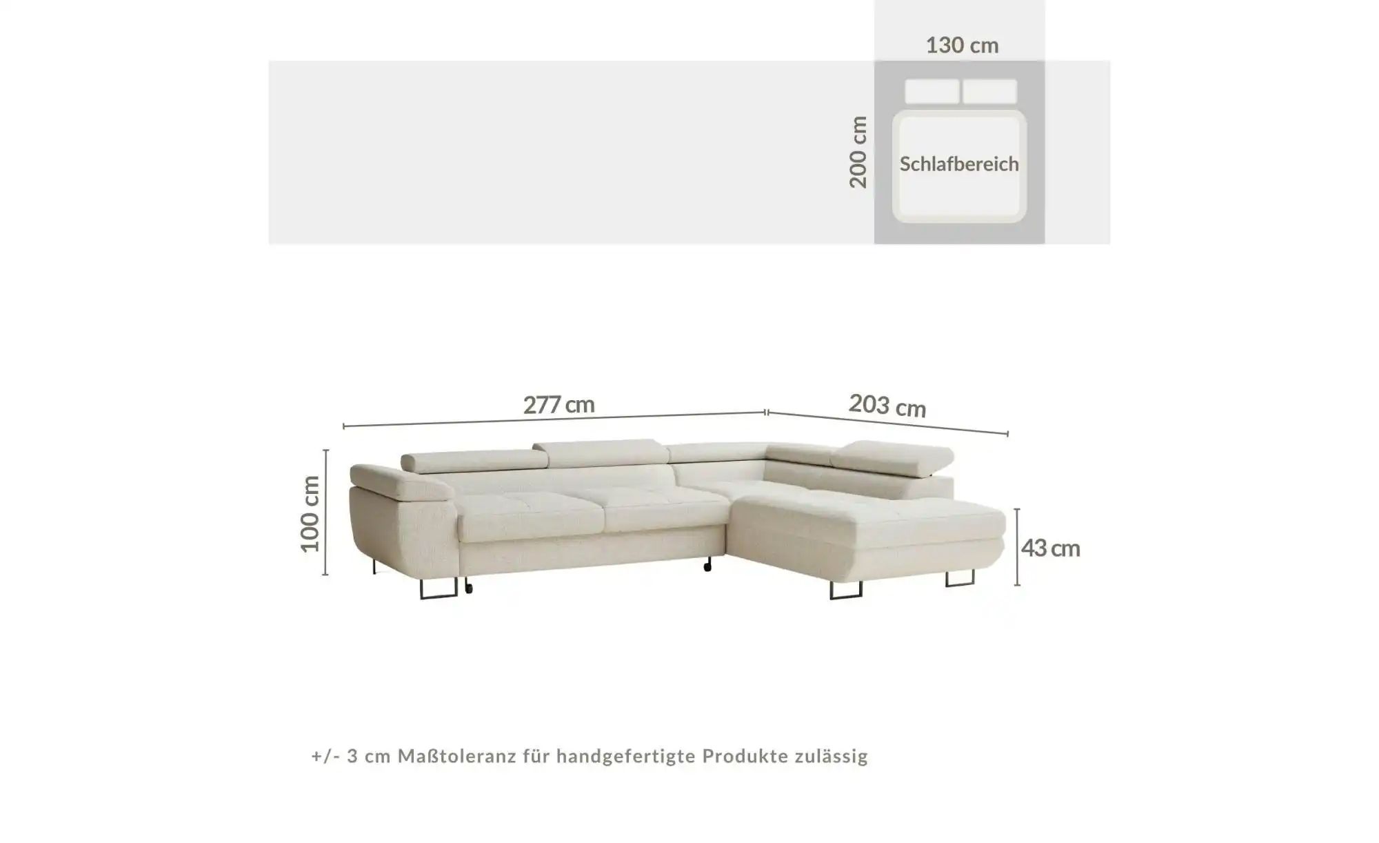 Ecksofa  Concord ¦ beige ¦ Maße (cm): B: 277 H: 100 Polstermöbel > Sofas > günstig online kaufen
