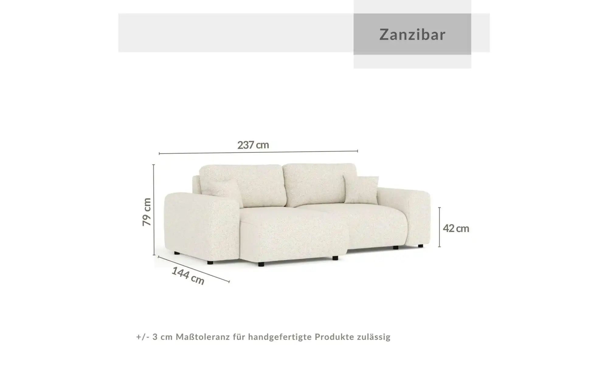 Thumbnail - Ecksofa  Zanzibar ¦ beige ¦ Maße (cm): B: 237 H: 79 Polstermöbel > Sofas > Ecksofas - Höffner