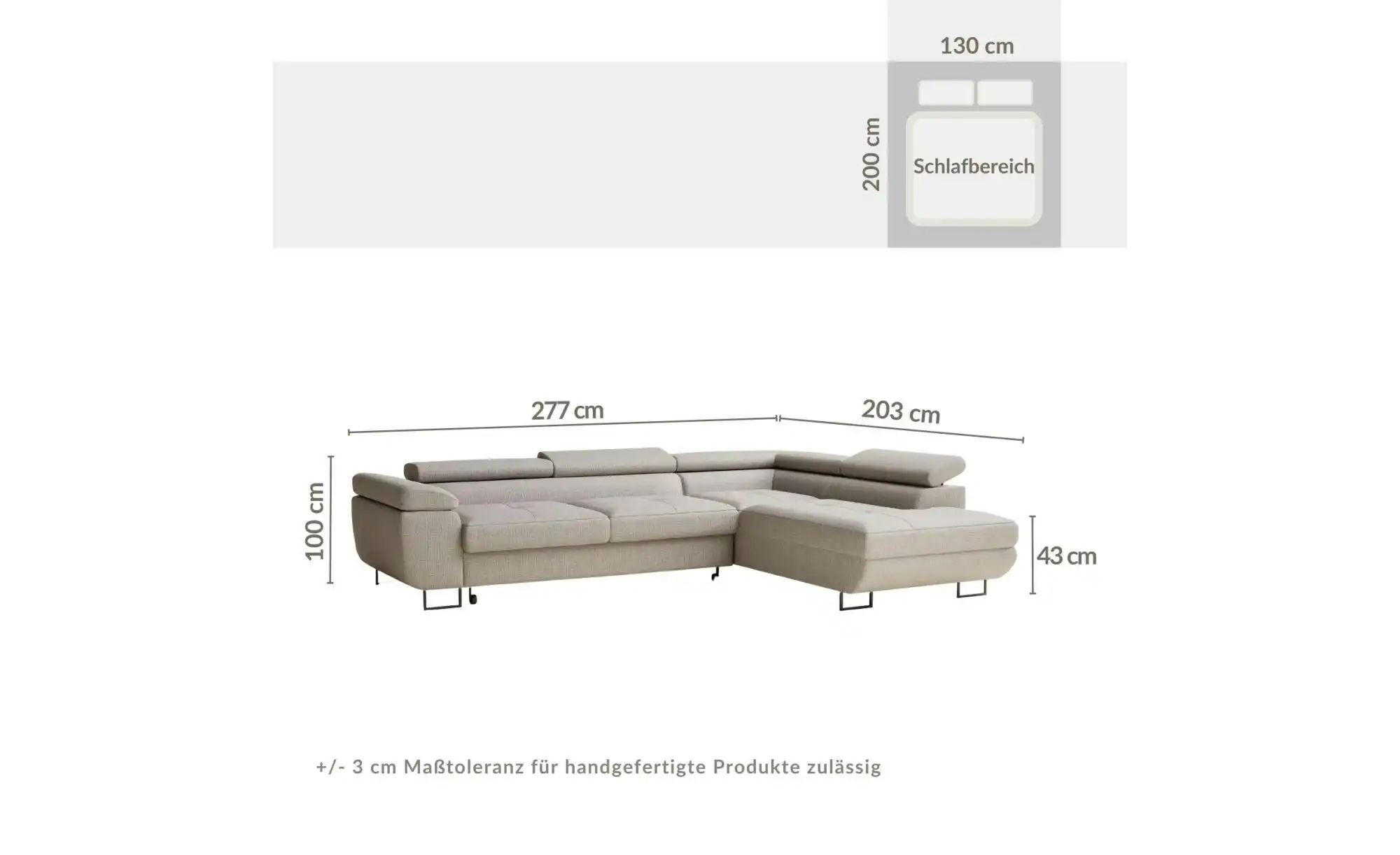 Thumbnail - Ecksofa Concord ¦ beige ¦ Maße (cm): B: 277 H: 100 Polstermöbel > Sofas > Ecksofas - Höffner