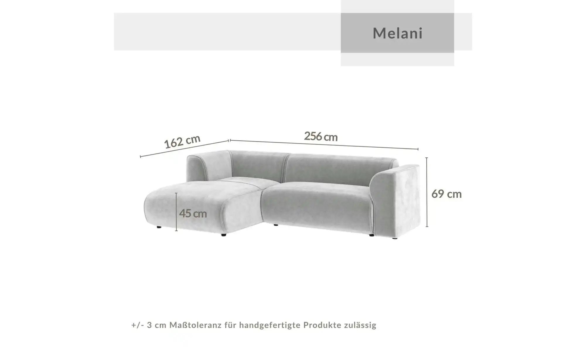 Ecksofa  Melani ¦ grau ¦ Maße (cm): B: 256 H: 69 Polstermöbel > Sofas > Eck günstig online kaufen