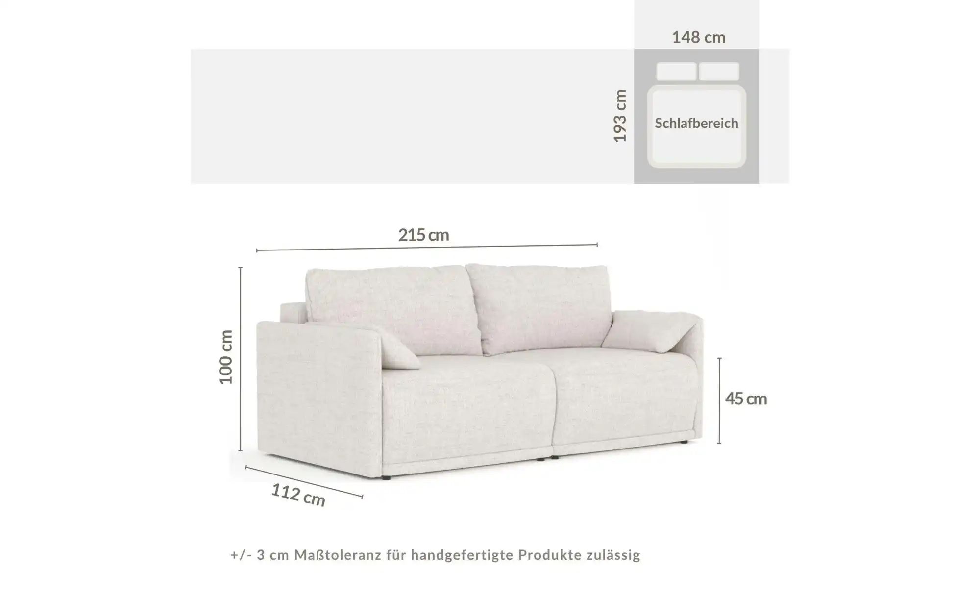 Einzelsofa   ¦ braun ¦ Maße (cm): B: 215 H: 100 Polstermöbel > Sofas > 3-Si günstig online kaufen