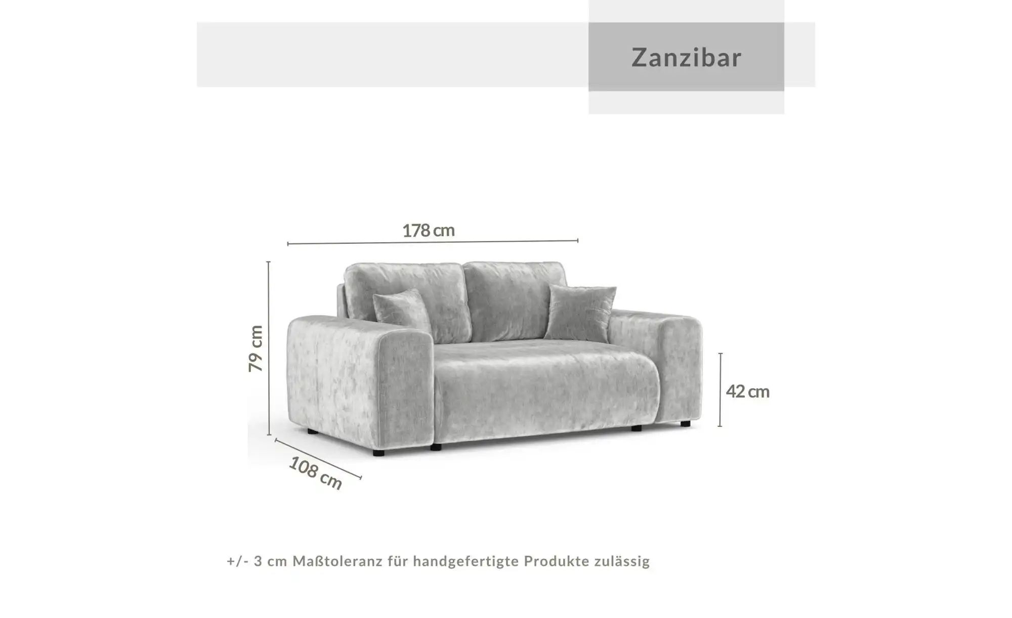 Einzelsofa   ¦ grau ¦ Maße (cm): B: 178 H: 79 Polstermöbel > Sofas > 2-Sitz günstig online kaufen
