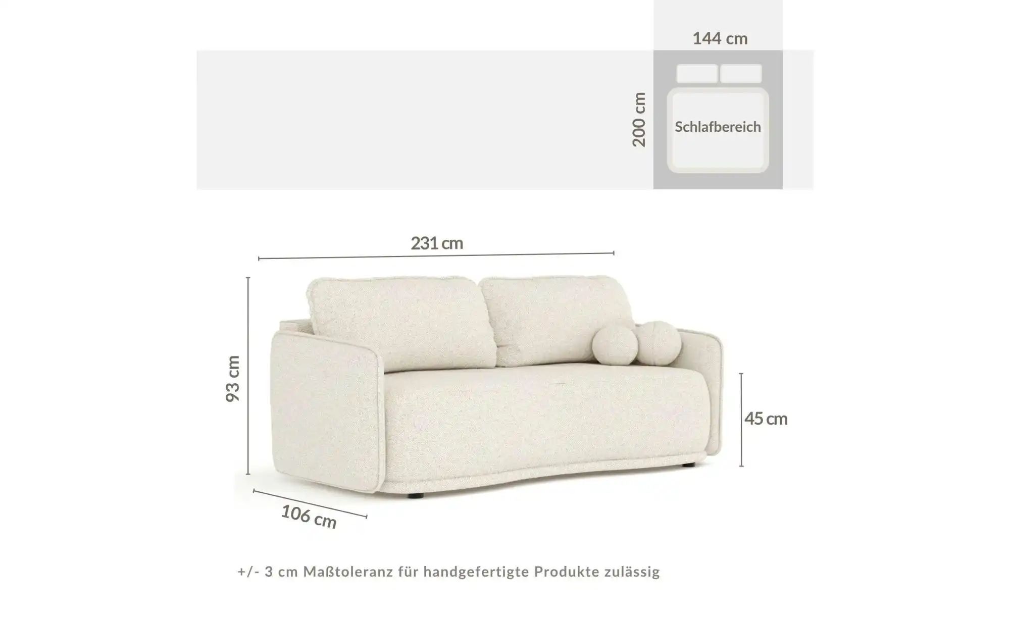 Einzelsofa   ¦ creme ¦ Maße (cm): B: 231 H: 93 Polstermöbel > Sofas > 3-Sit günstig online kaufen