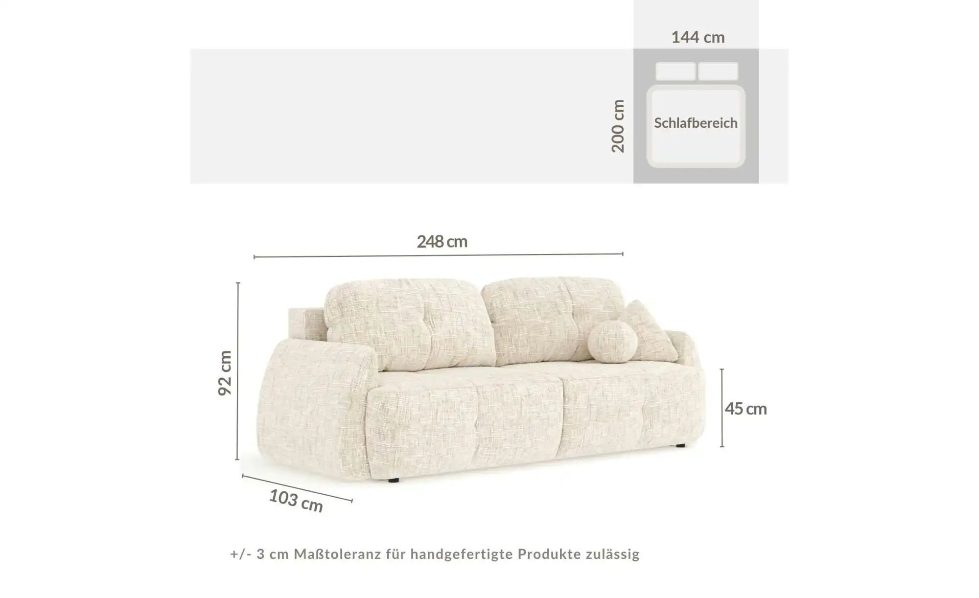Einzelsofa   ¦ blau ¦ Maße (cm): B: 248 H: 92 Polstermöbel > Sofas > 3-Sitz günstig online kaufen