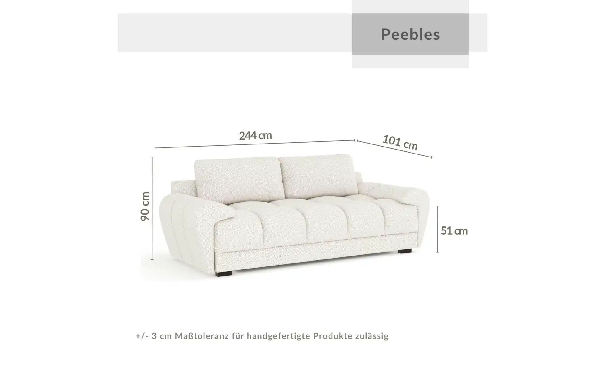 Einzelsofa   ¦ creme ¦ Maße (cm): B: 244 H: 90 Polstermöbel > Sofas > 3-Sit günstig online kaufen