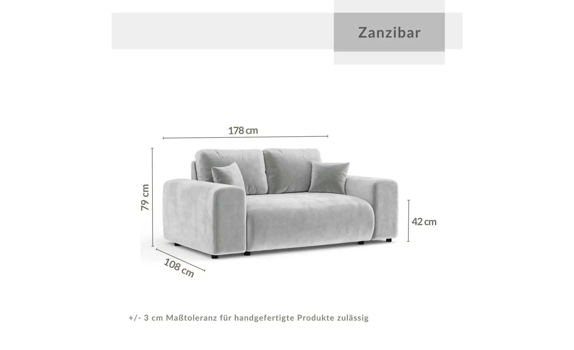 Einzelsofa  Zanzibar ¦ rosa/pink ¦ Maße (cm): B: 178 H: 79 Polstermöbel > S günstig online kaufen