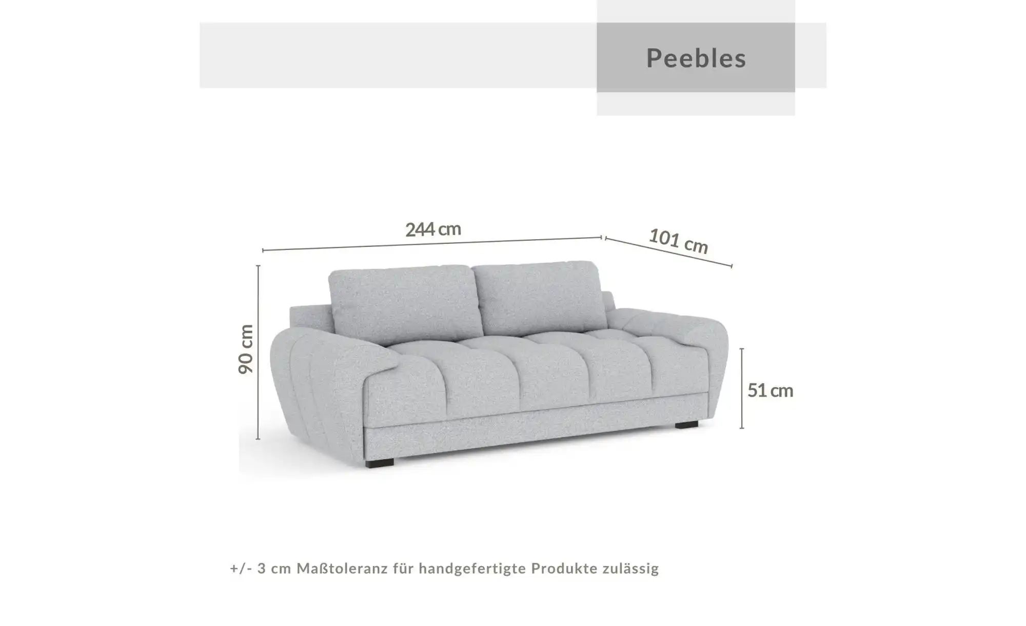 Einzelsofa  Peebles ¦ grau ¦ Maße (cm): B: 244 H: 90 Polstermöbel > Sofas > günstig online kaufen