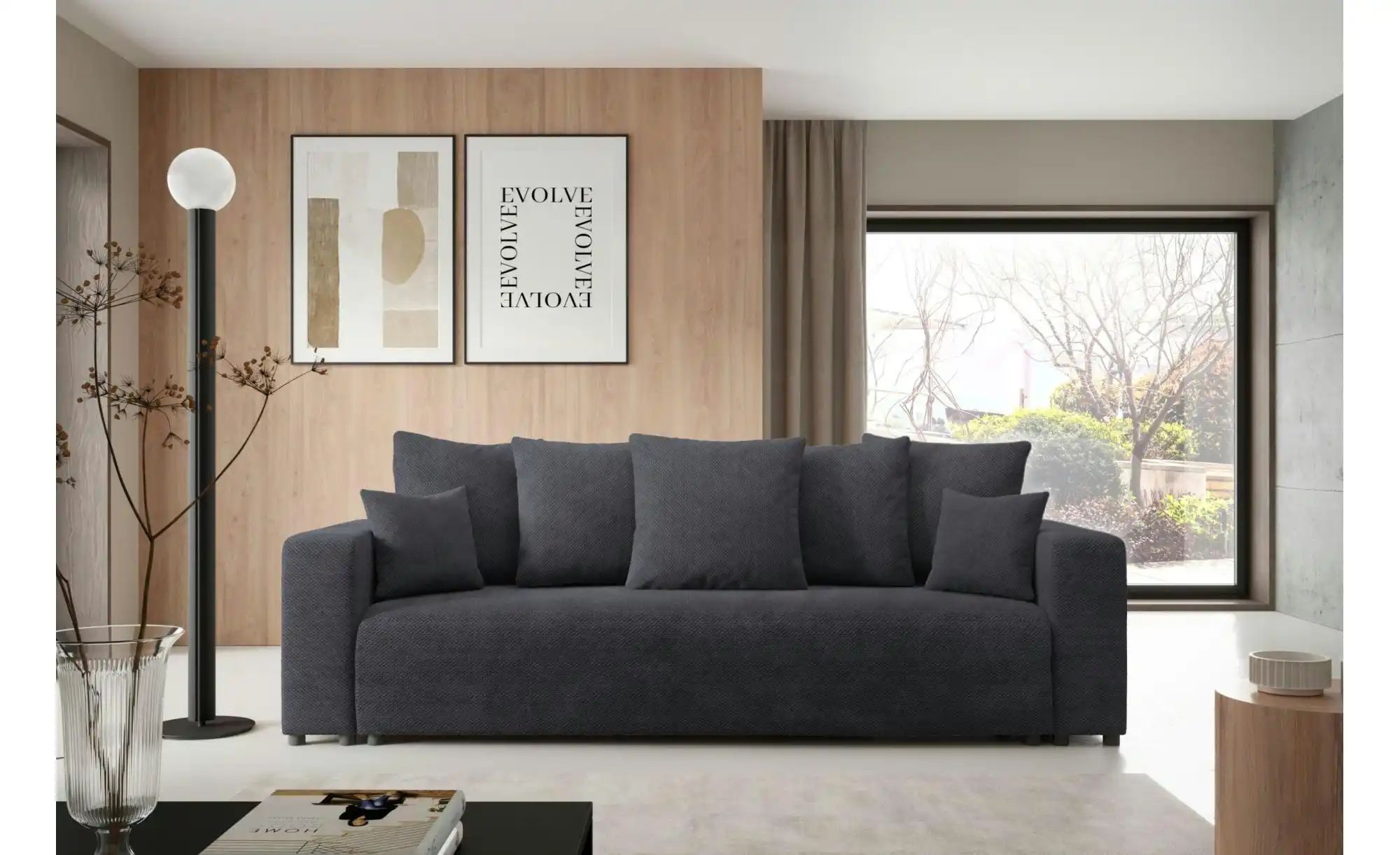 Schlafsofa EVORA Türkis   ¦ schwarz ¦ Maße (cm): B: 247 H: 88 Polstermöbel günstig online kaufen