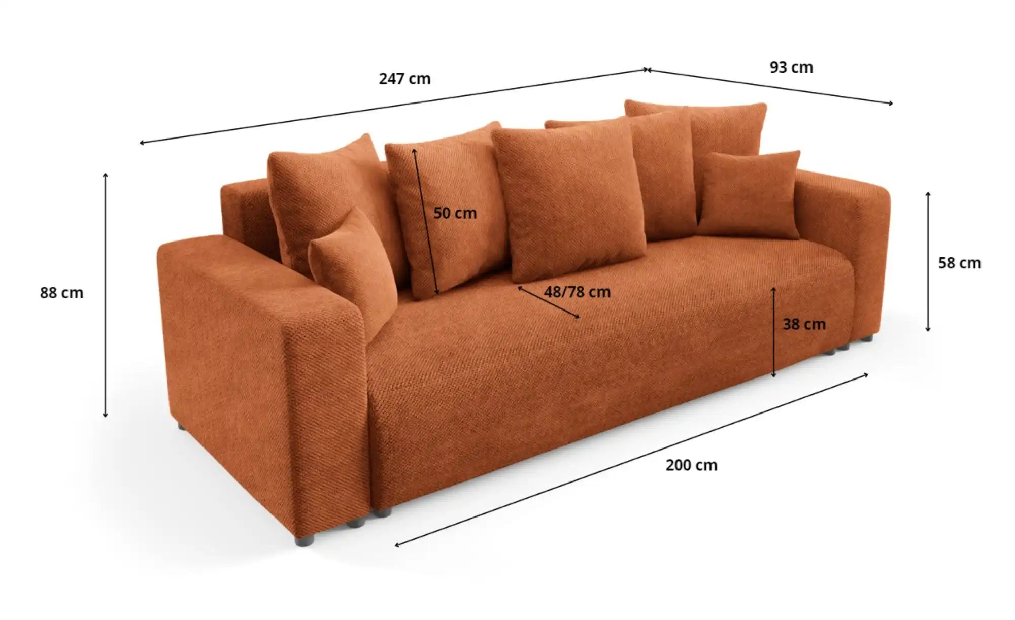Schlafsofa mit Bettkasten Evora ¦ grün ¦ Maße (cm): B: 247 H: 88 Polstermöb günstig online kaufen
