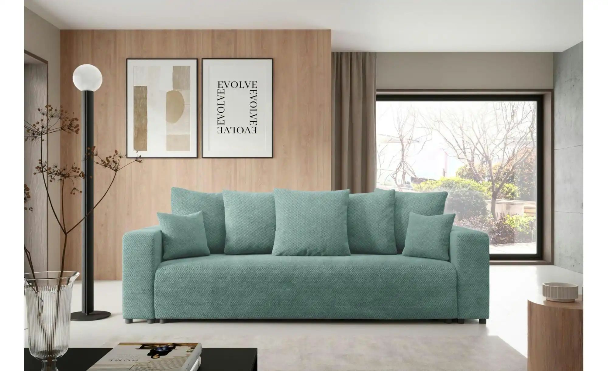 Thumbnail - Schlafsofa mit Bettkasten Evora ¦ grün ¦ Maße (cm): B: 247 H: 88 Polstermöbel > Sofas > Einzelsofas - Höffner