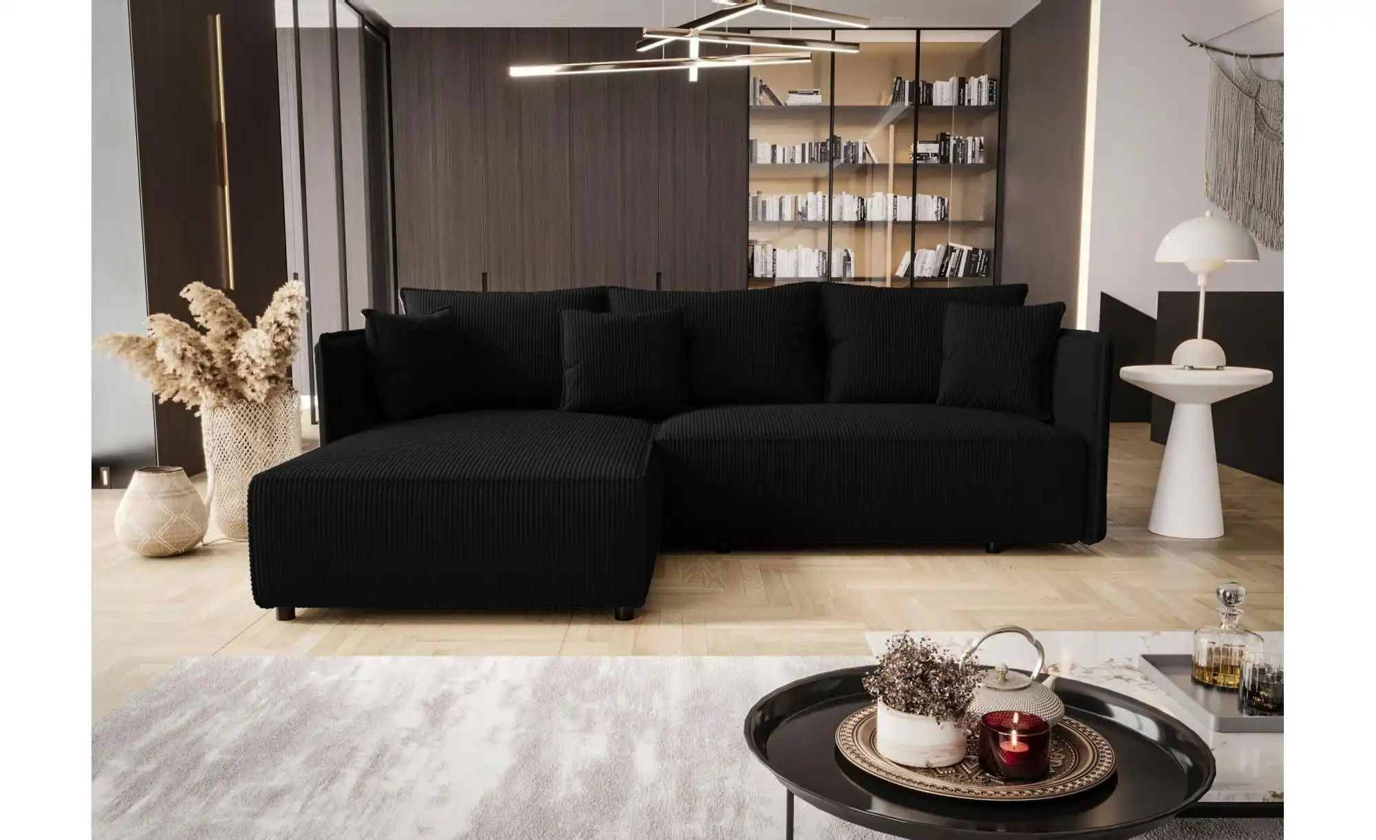 Thumbnail - Ecksofa mit Schlaffunktion Milano ¦ schwarz ¦ Maße (cm): B: 245 H: 85 Polstermöbel > Sofas > 3-Sitzer - Höffner
